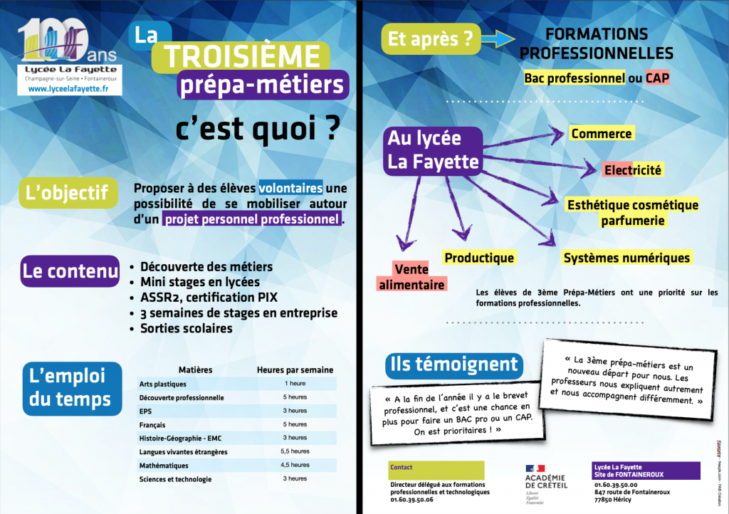 TROISIEME PRÉPA-MÉTIERS
