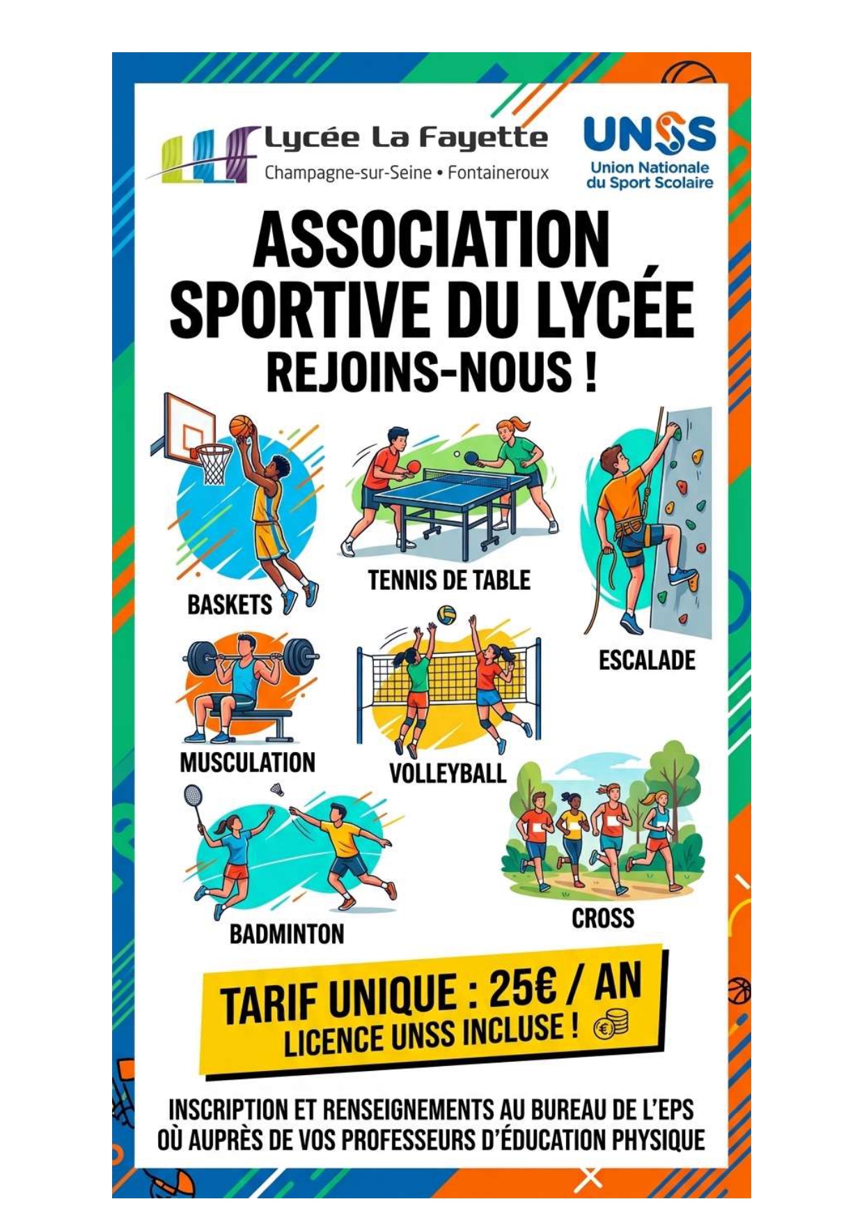 Association sportive du lycée La Fayette – rentrée 2026-2027